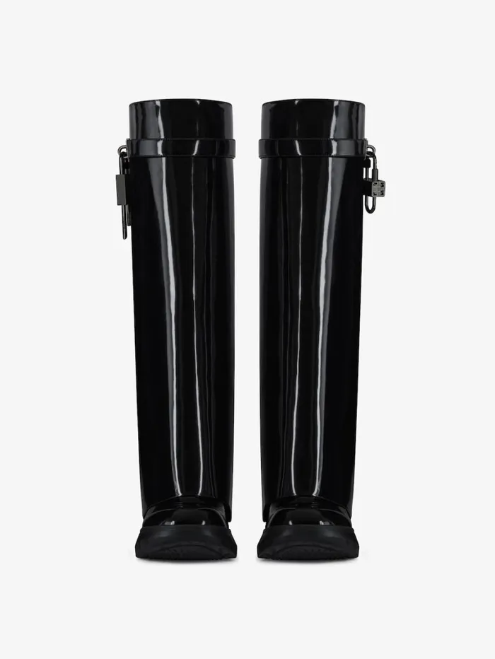 Givenchy Shark Lock Biker Boots In Patent Leather Black Women Shark Lock Givenchy Shark Lock Biker Boots In Patent Leather Black Women Shark Lock