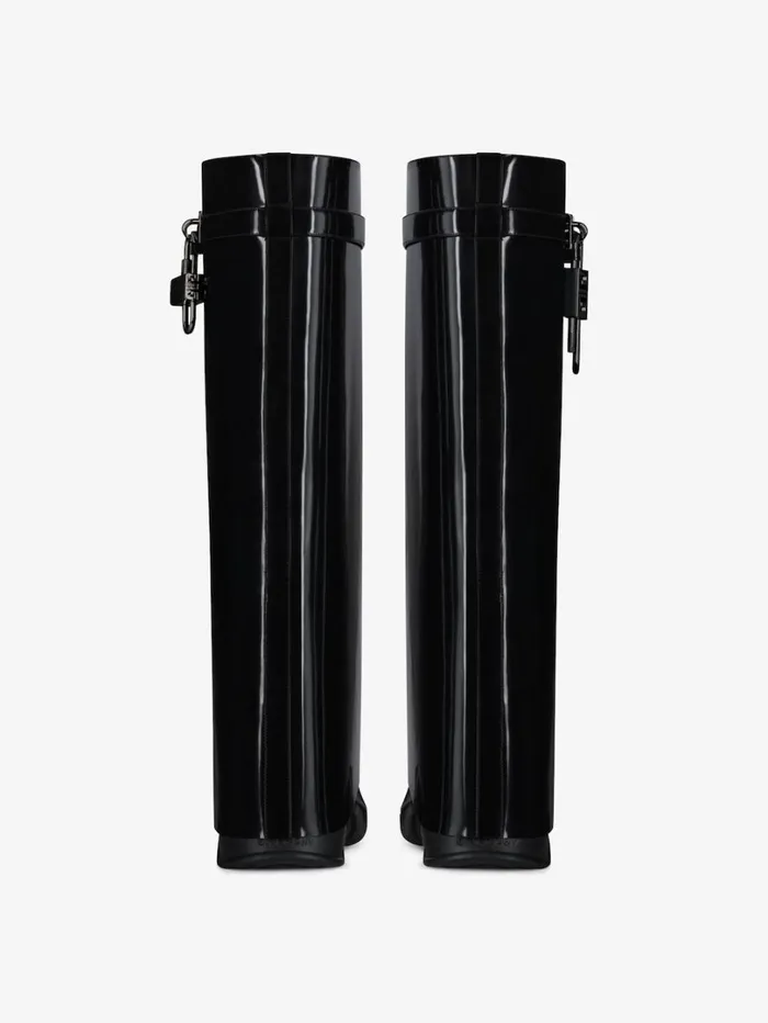 Givenchy Shark Lock Biker Boots In Patent Leather Black Women Shark Lock Givenchy Shark Lock Biker Boots In Patent Leather Black Women Shark Lock
