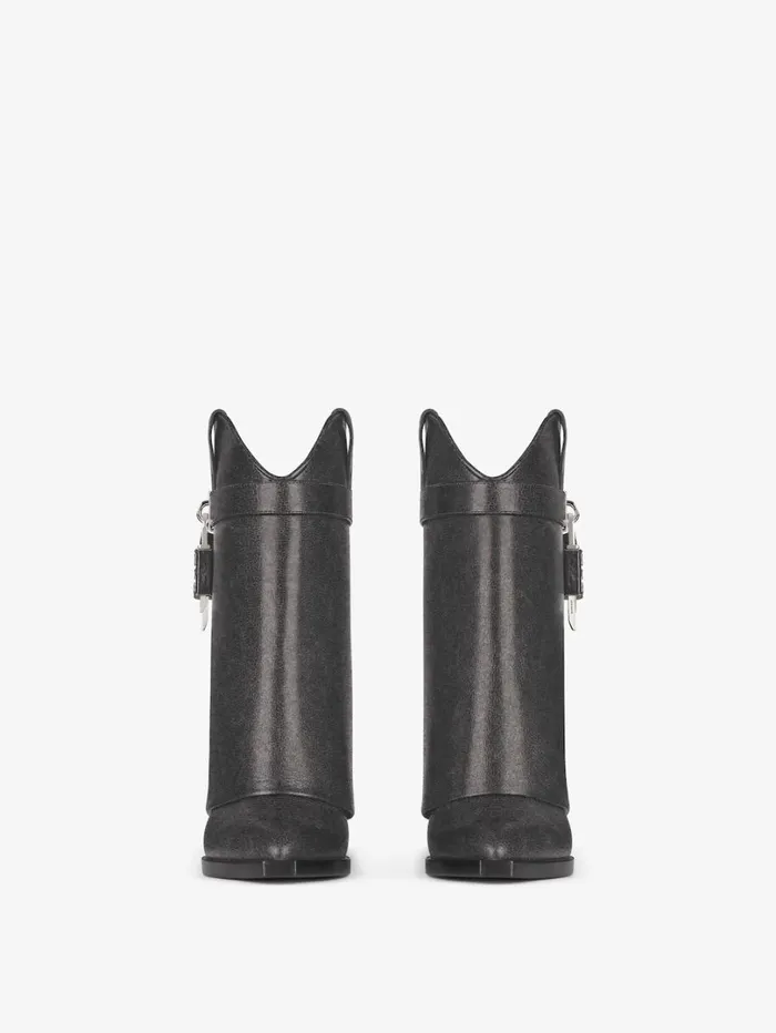Givenchy Shark Lock Cowboy Ankle Boots In Aged Leather Black Women Shark Lock Givenchy Shark Lock Cowboy Ankle Boots In Aged Leather Black Women Shark Lock
