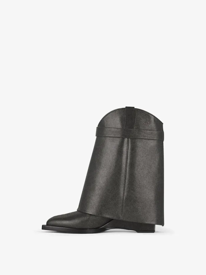 Givenchy Shark Lock Cowboy Ankle Boots In Aged Leather Black Women Shark Lock Givenchy Shark Lock Cowboy Ankle Boots In Aged Leather Black Women Shark Lock