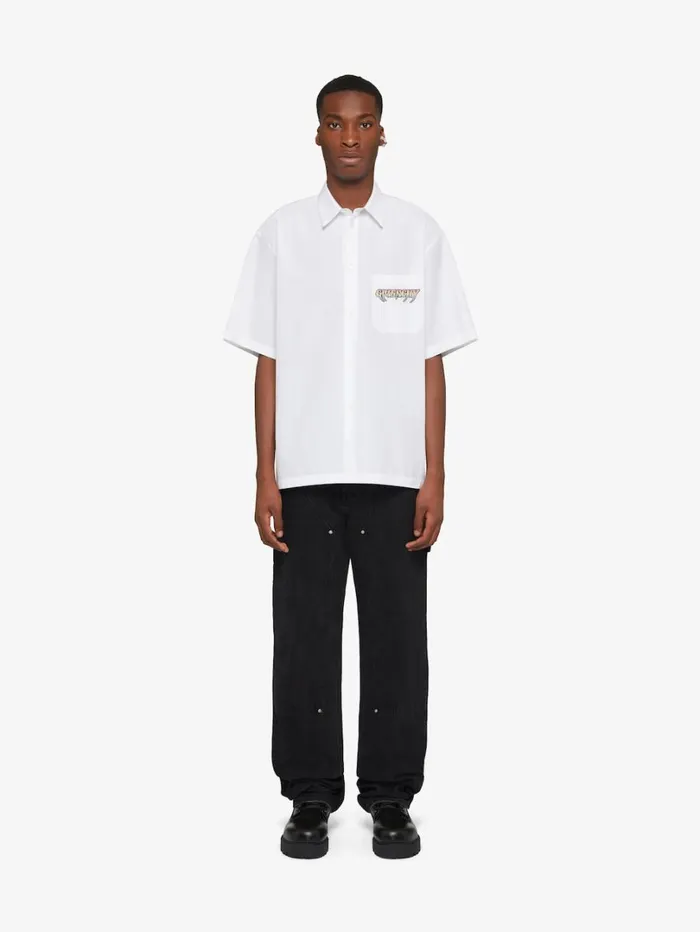 Givenchy Shirt In Poplin With GIVENCHY World Tour Print White Men Shirts