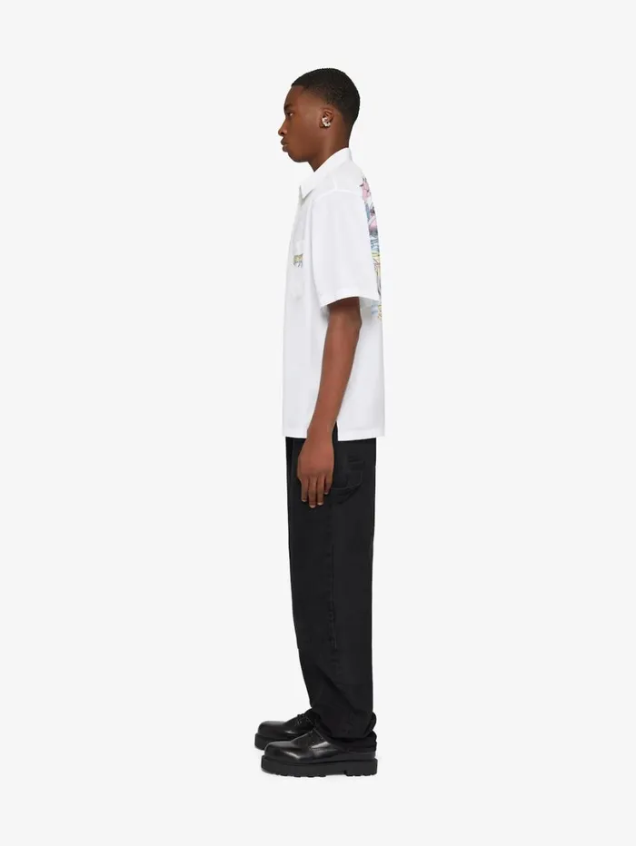 Givenchy Shirt In Poplin With GIVENCHY World Tour Print White Men Shirts
