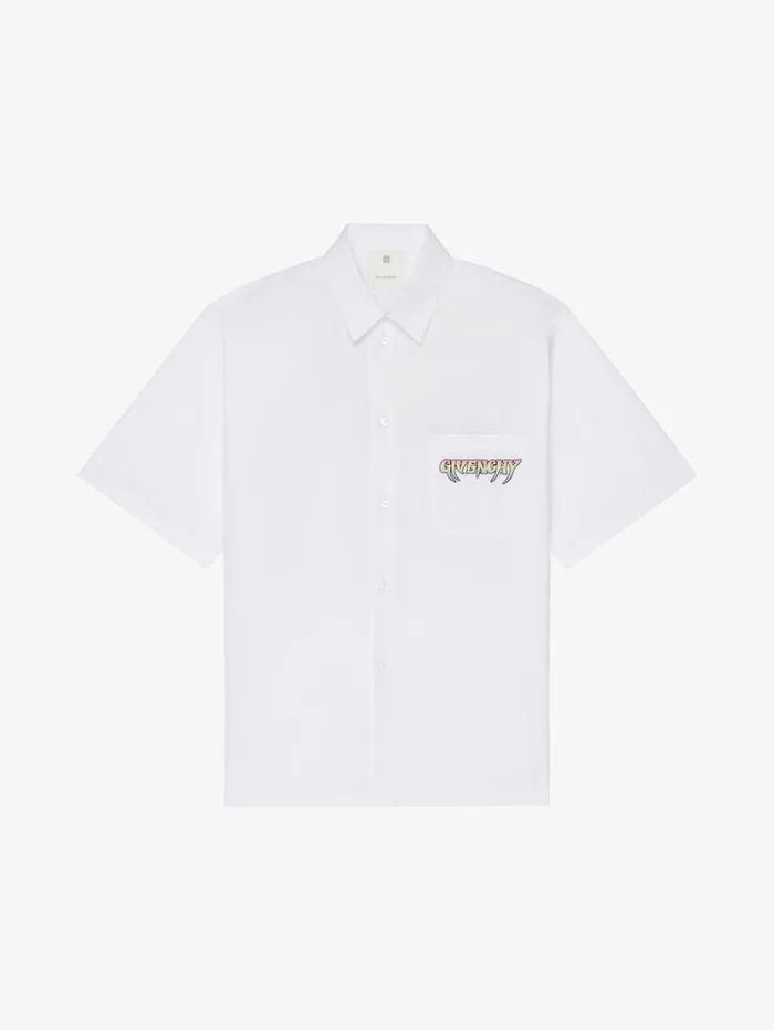 Givenchy Shirt In Poplin With GIVENCHY World Tour Print White Men Shirts