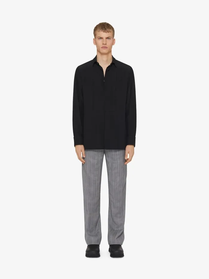 Givenchy Shirt In Silk With Plastron Black Men Shirts