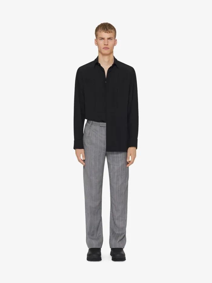Givenchy Shirt In Silk With Plastron Black Men Shirts