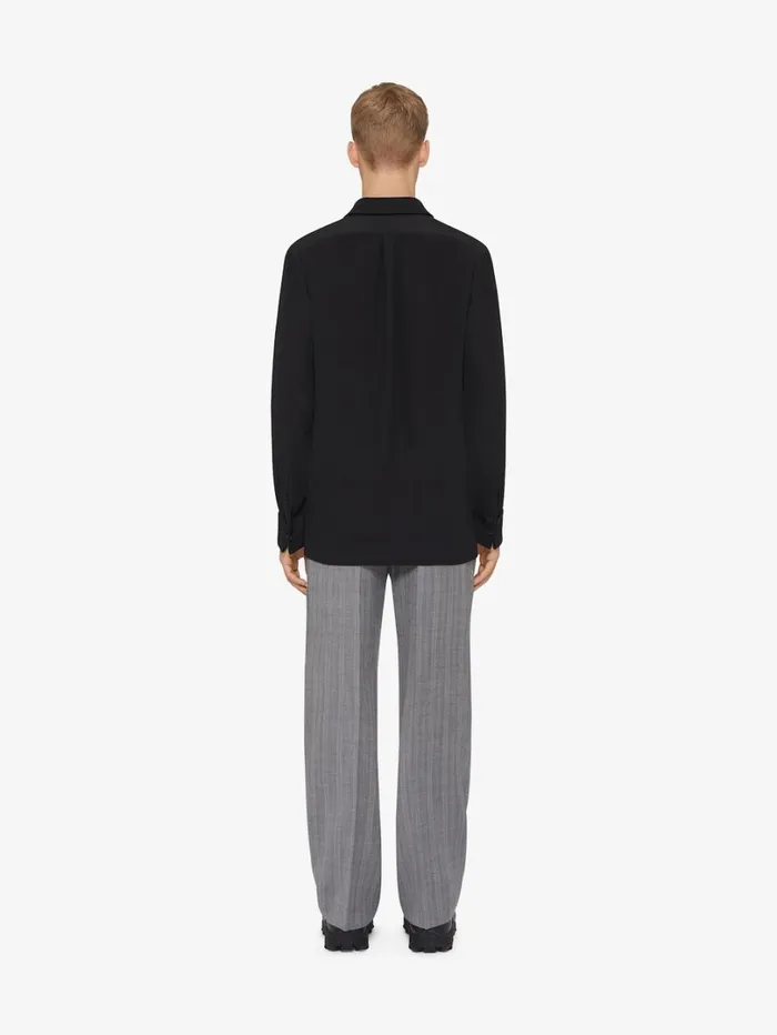 Givenchy Shirt In Silk With Plastron Black Men Shirts