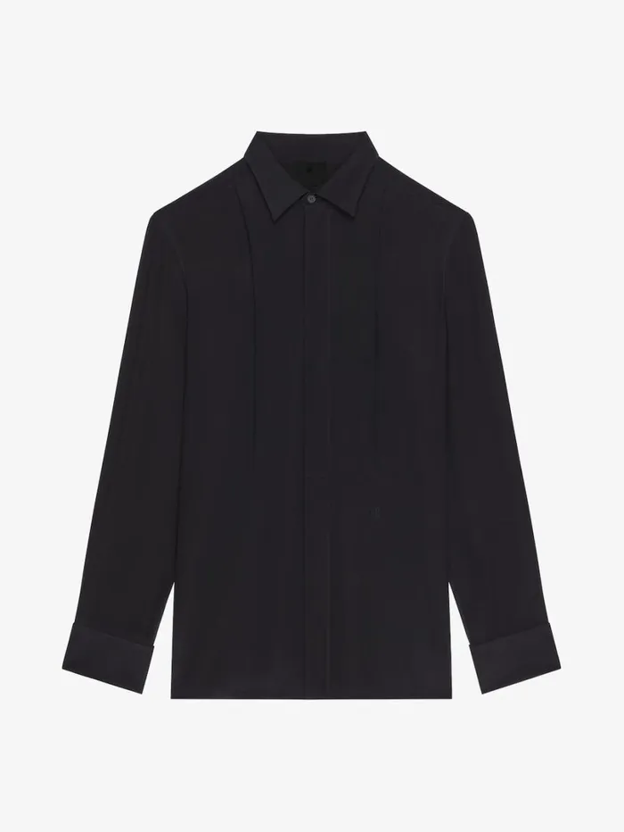 Givenchy Shirt In Silk With Plastron Black Men Shirts