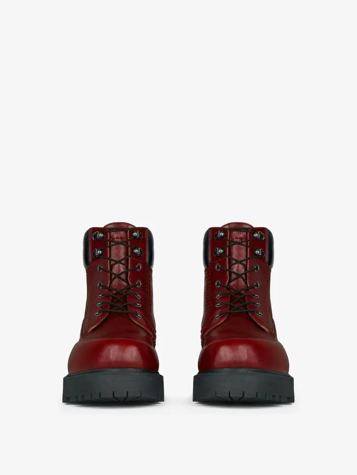 Givenchy Show Ankle Workboots In Shiny Leather Red Cherry Men Boots and Loafers Givenchy Show Ankle Workboots In Shiny Leather Red Cherry Men Boots and Loafers
