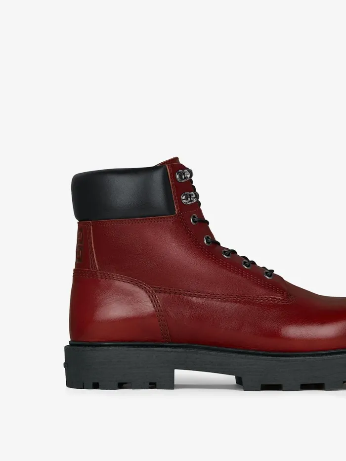 Givenchy Show Ankle Workboots In Shiny Leather Red Cherry Men Boots and Loafers Givenchy Show Ankle Workboots In Shiny Leather Red Cherry Men Boots and Loafers