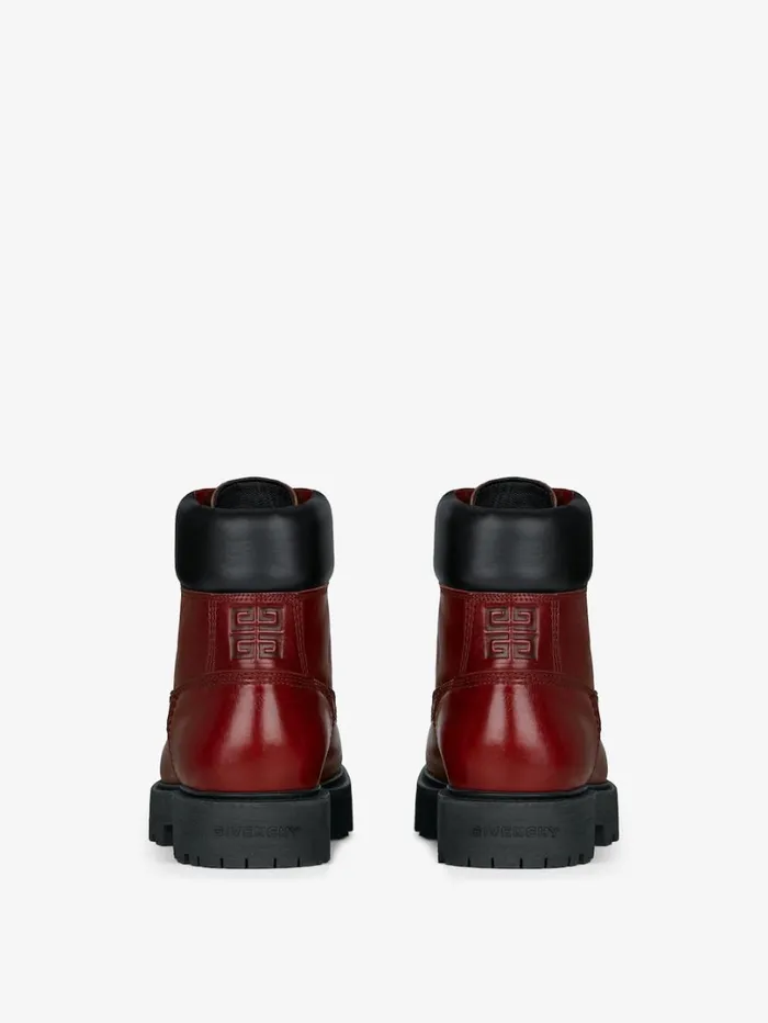 Givenchy Show Ankle Workboots In Shiny Leather Red Cherry Men Boots and Loafers Givenchy Show Ankle Workboots In Shiny Leather Red Cherry Men Boots and Loafers