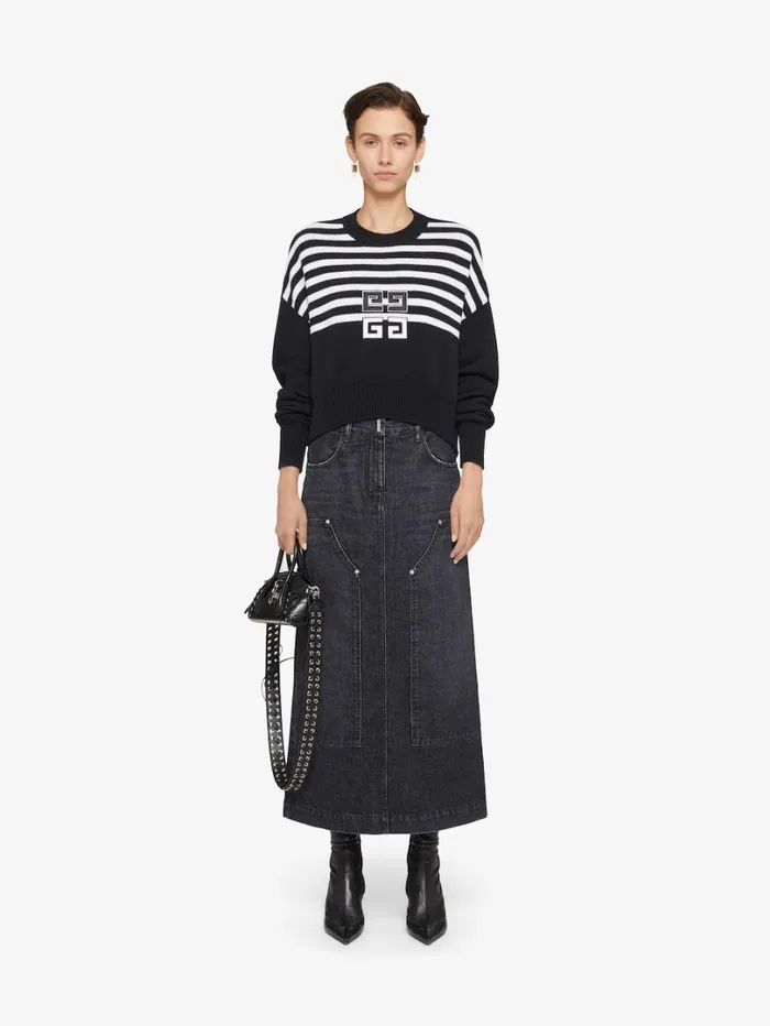 Givenchy Skirt In Denim With Patches Faded Black Women Skirts
