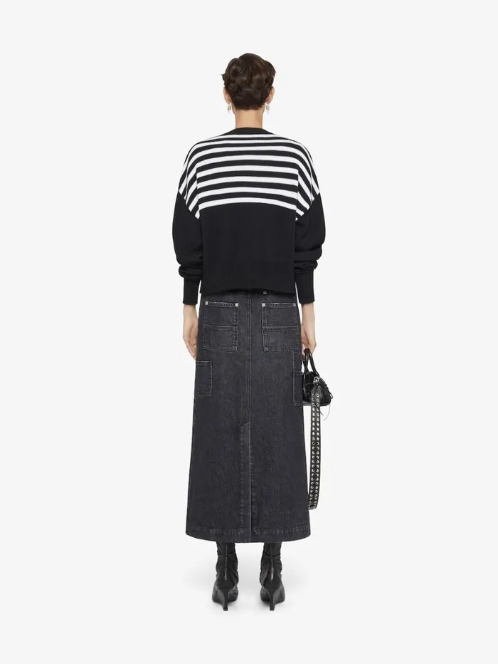 Givenchy Skirt In Denim With Patches Faded Black Women Skirts