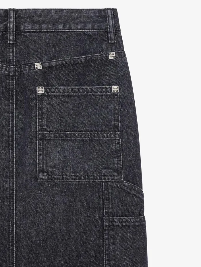 Givenchy Skirt In Denim With Patches Faded Black Women Skirts