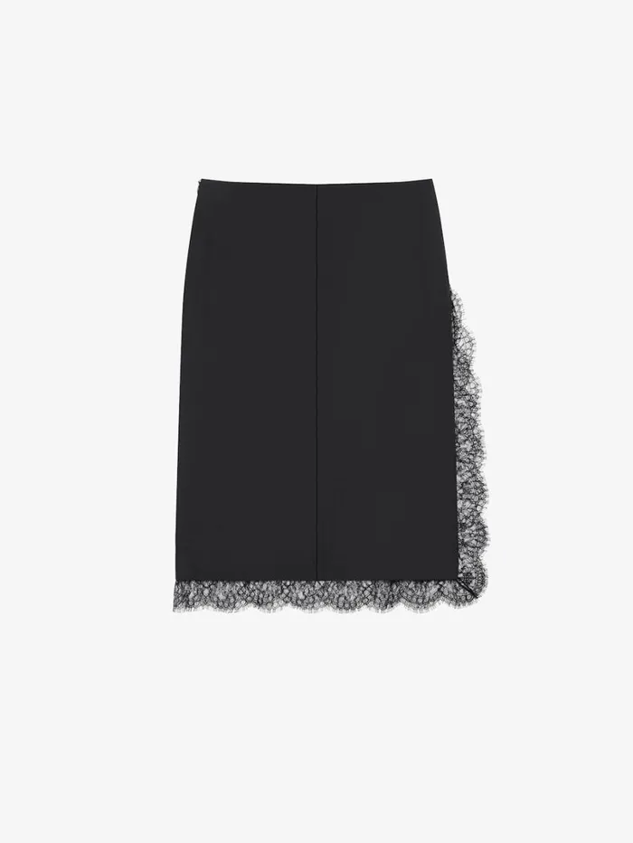 Givenchy Skirt In Wool And Mohair With Lace Black Women Skirts