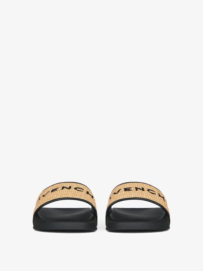 Givenchy Slide Flat Sandals In Raffia Blacknatural Women Slides and Sandals Givenchy Slide Flat Sandals In Raffia Blacknatural Women Slides and Sandals