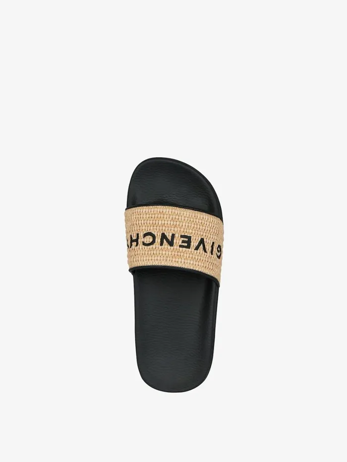 Givenchy Slide Flat Sandals In Raffia Blacknatural Women Slides and Sandals Givenchy Slide Flat Sandals In Raffia Blacknatural Women Slides and Sandals