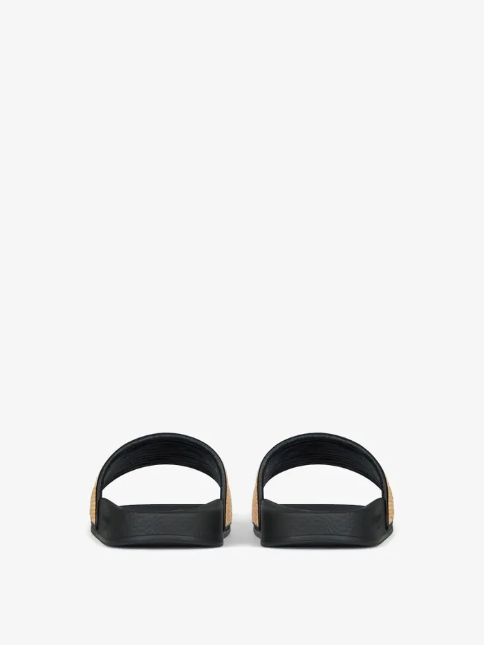 Givenchy Slide Flat Sandals In Raffia Blacknatural Women Slides and Sandals Givenchy Slide Flat Sandals In Raffia Blacknatural Women Slides and Sandals