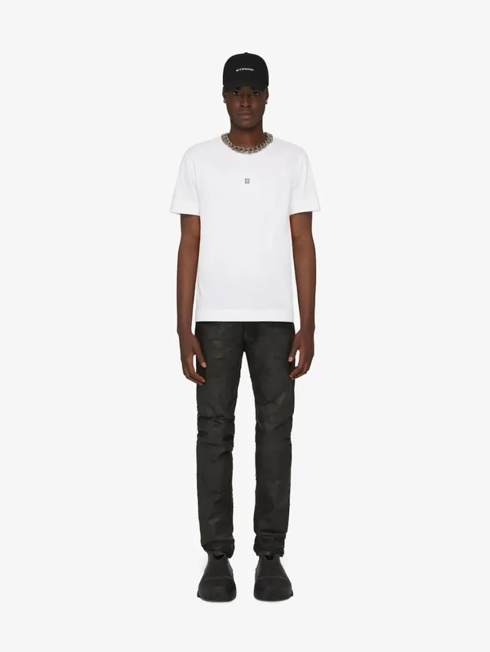 Givenchy Slim Fit Tshirt In Cotton With 4G Detail White Men TShirts
