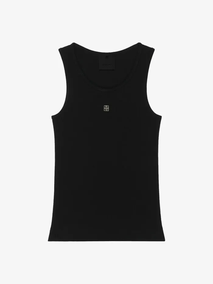 Givenchy Slim Fit Tank Top In Cotton With 4G Detail Black Women TShirts