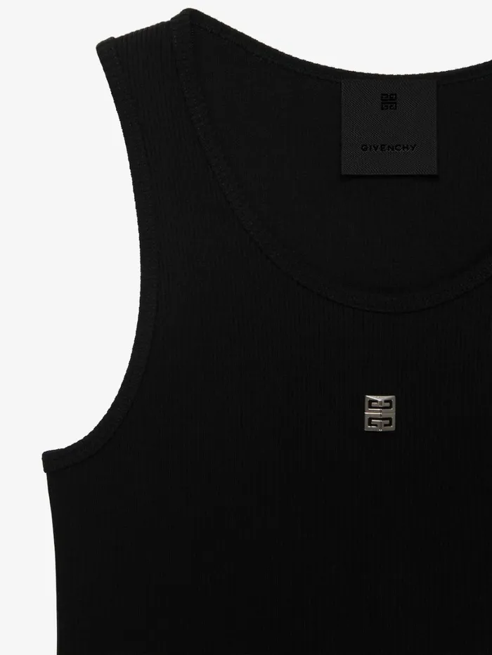 Givenchy Slim Fit Tank Top In Cotton With 4G Detail Black Women TShirts