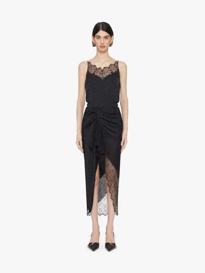 Givenchy Top In Polka Dots Jacquard And Lace Black Women Tops and Shirts