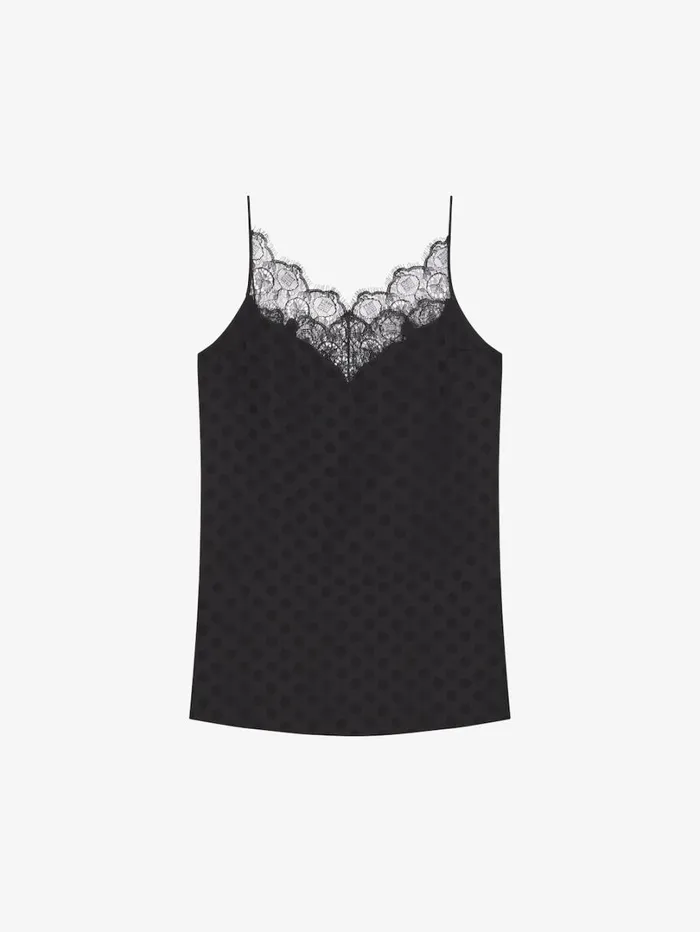 Givenchy Top In Polka Dots Jacquard And Lace Black Women Tops and Shirts