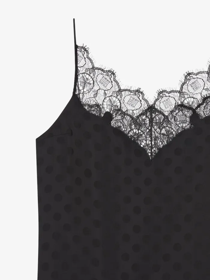 Givenchy Top In Polka Dots Jacquard And Lace Black Women Tops and Shirts