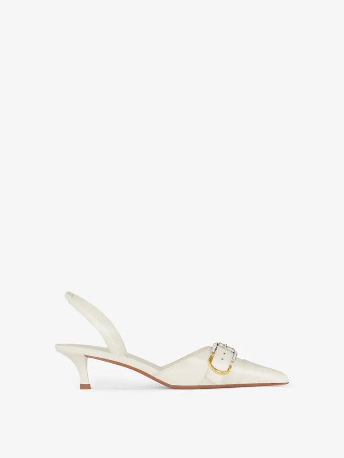 Givenchy Voyou Slingbacks In Grained Leather Ivory Women Heels