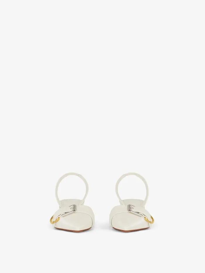 Givenchy Voyou Slingbacks In Grained Leather Ivory Women Heels Givenchy Voyou Slingbacks In Grained Leather Ivory Women Heels