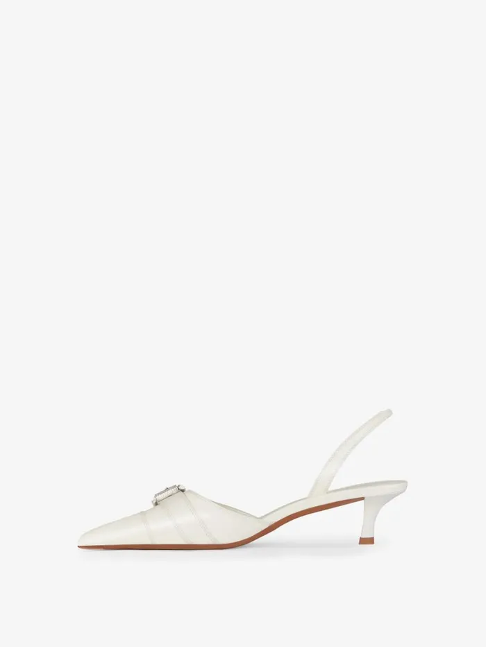 Givenchy Voyou Slingbacks In Grained Leather Ivory Women Heels Givenchy Voyou Slingbacks In Grained Leather Ivory Women Heels
