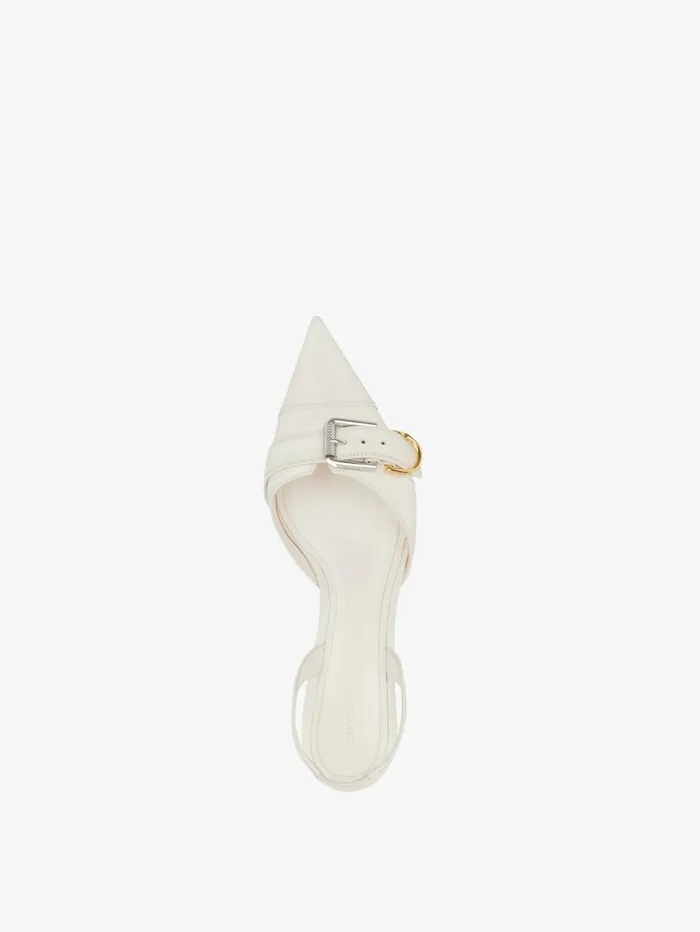 Givenchy Voyou Slingbacks In Grained Leather Ivory Women Heels Givenchy Voyou Slingbacks In Grained Leather Ivory Women Heels