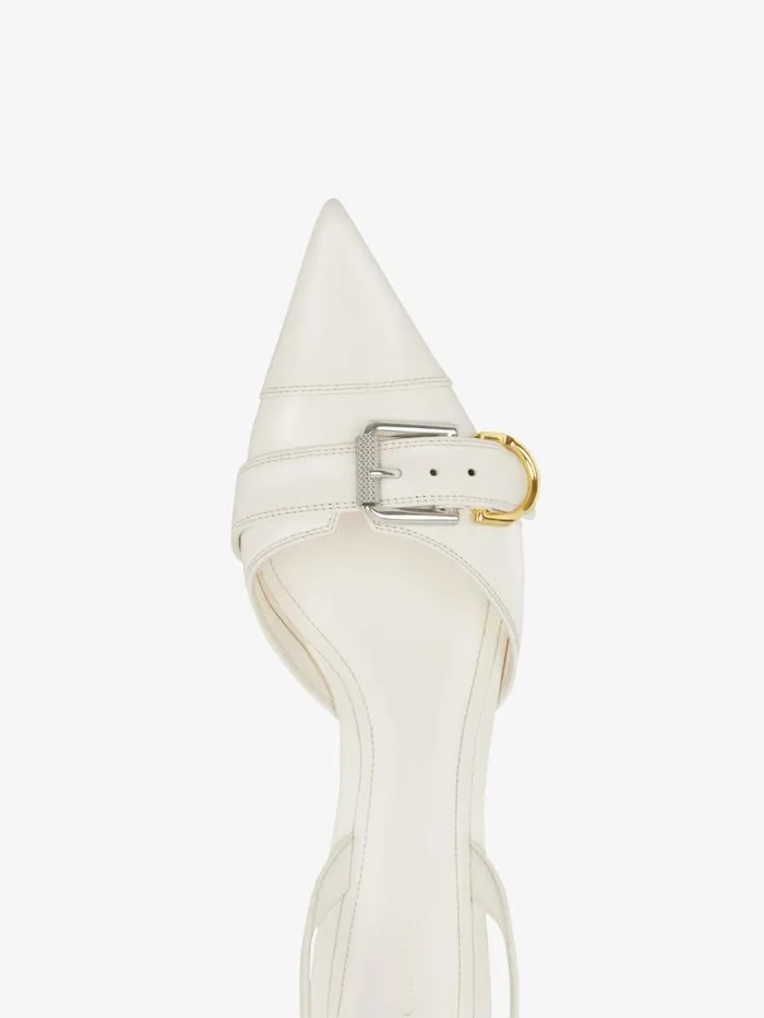 Givenchy Voyou Slingbacks In Grained Leather Ivory Women Heels Givenchy Voyou Slingbacks In Grained Leather Ivory Women Heels