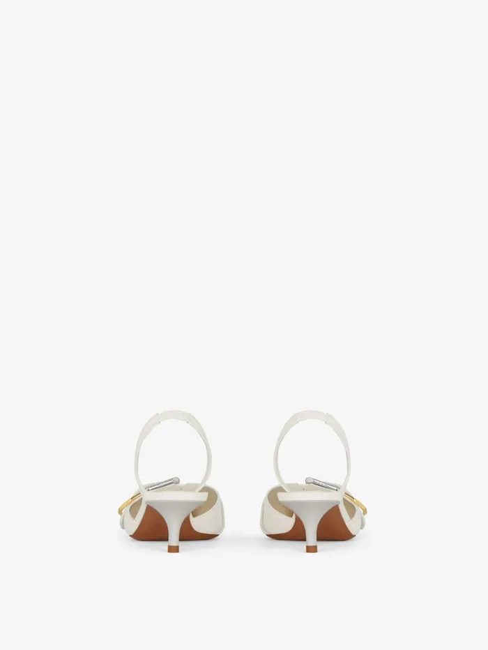 Givenchy Voyou Slingbacks In Grained Leather Ivory Women Heels Givenchy Voyou Slingbacks In Grained Leather Ivory Women Heels