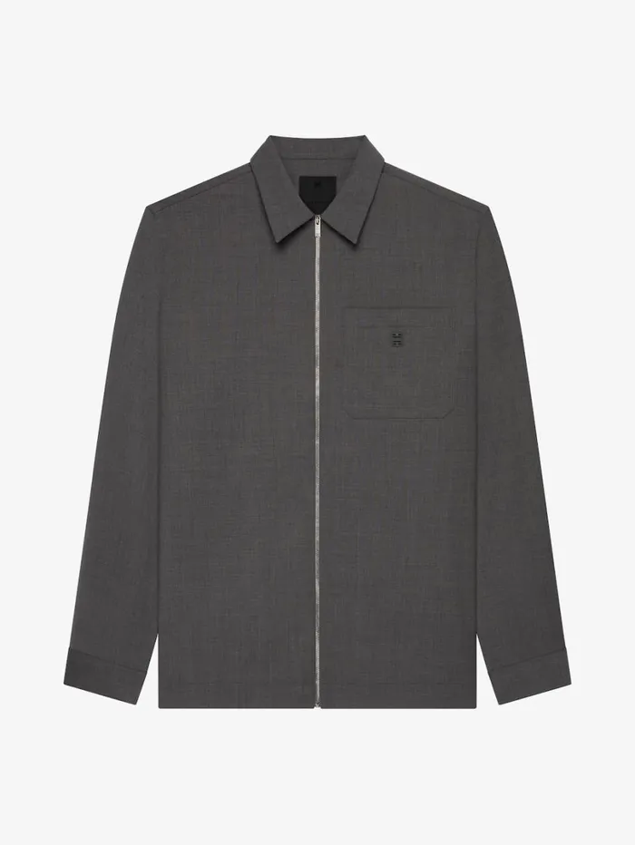 Givenchy Zipped Shirt In Wool Black Men Shirts