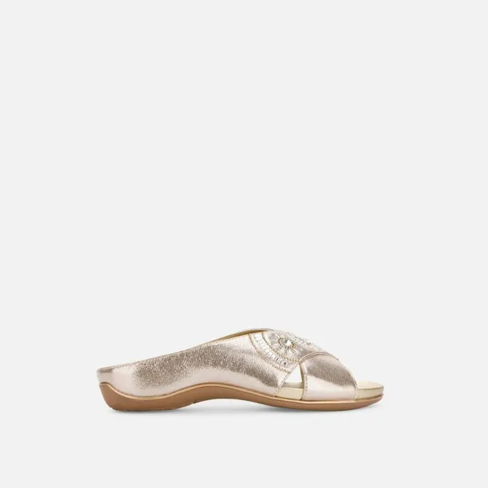 Glam Metallic X Band Slide Soft Gold Women Kenneth Cole Sandals