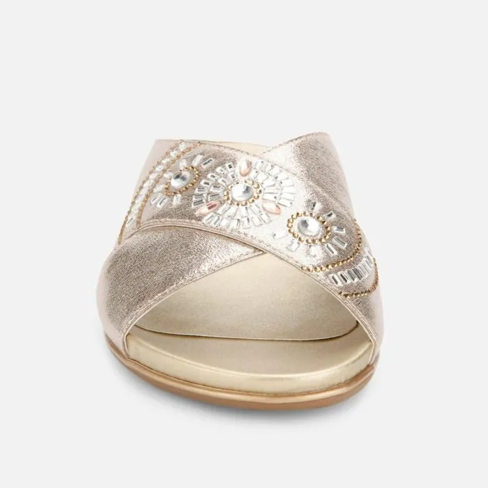 Glam Metallic X Band Slide Soft Gold Women Kenneth Cole Sandals