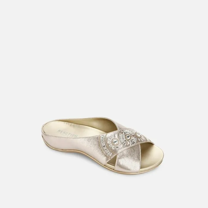 Glam Metallic X Band Slide Soft Gold Women Kenneth Cole Sandals