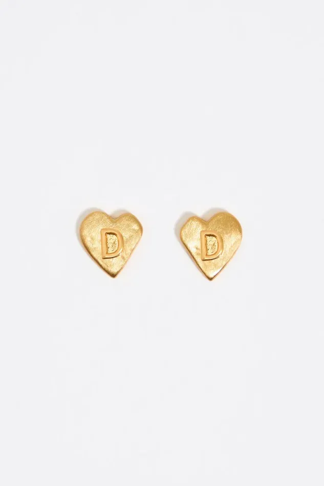 Gold Heart Letter D Earrings Gold Women Bimba Y Lola Jewelry