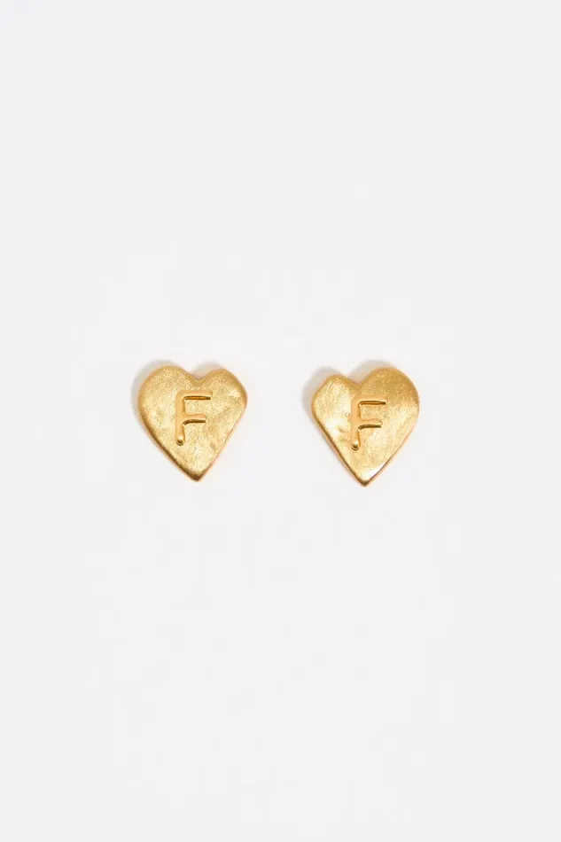 Gold Heart Letter F Earrings Gold Women Bimba Y Lola Alphabet