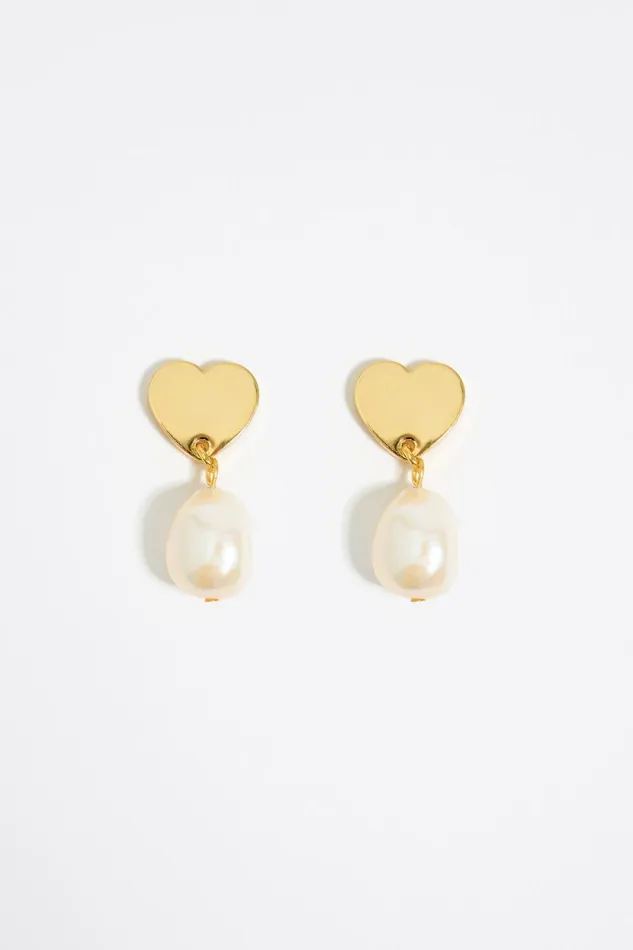 Gold Hearts And Pearl Earrings Gold Women Bimba Y Lola Jewelry Gold Hearts And Pearl Earrings Gold Women Bimba Y Lola Jewelry