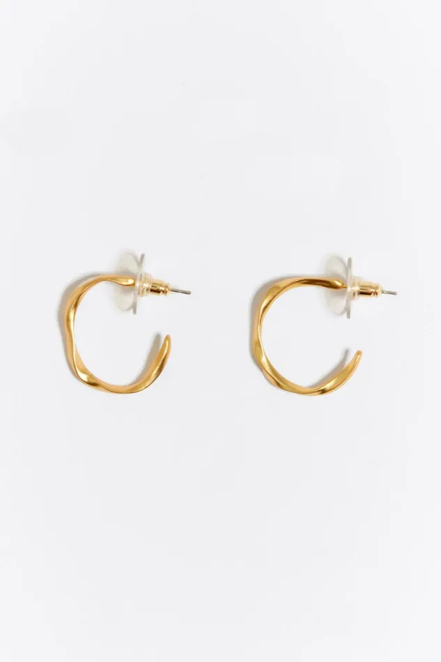 Golden Irregular Hoop Earrings Gold Women Bimba Y Lola Jewelry