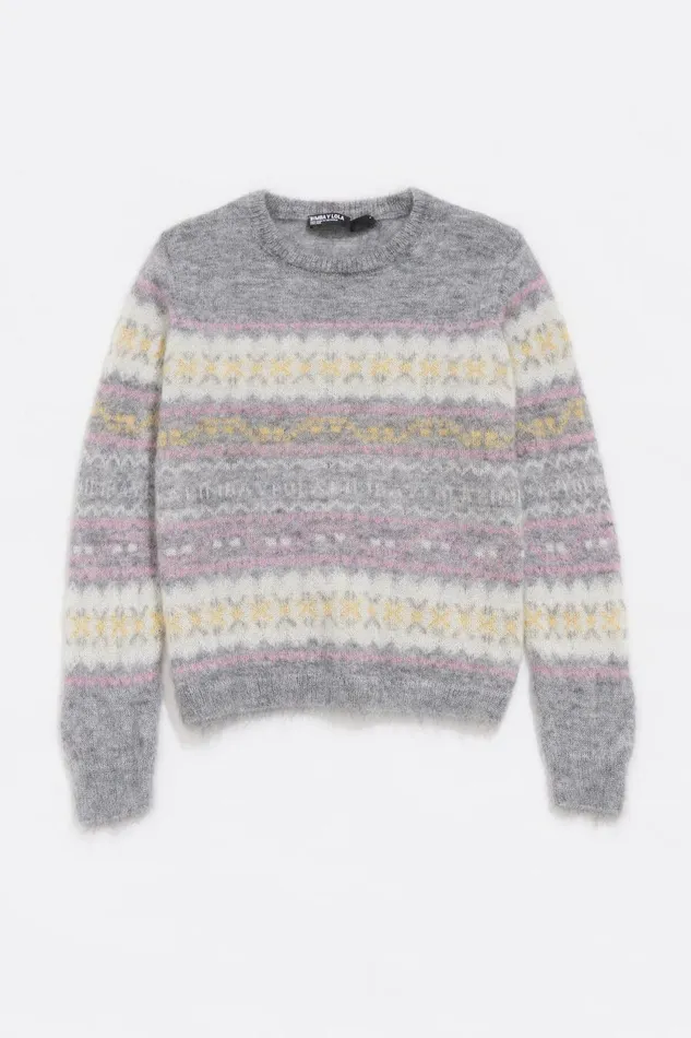 Gray Mohair Sweater Light Grey Women Bimba Y Lola Knitwear Gray Mohair Sweater Light Grey Women Bimba Y Lola Knitwear