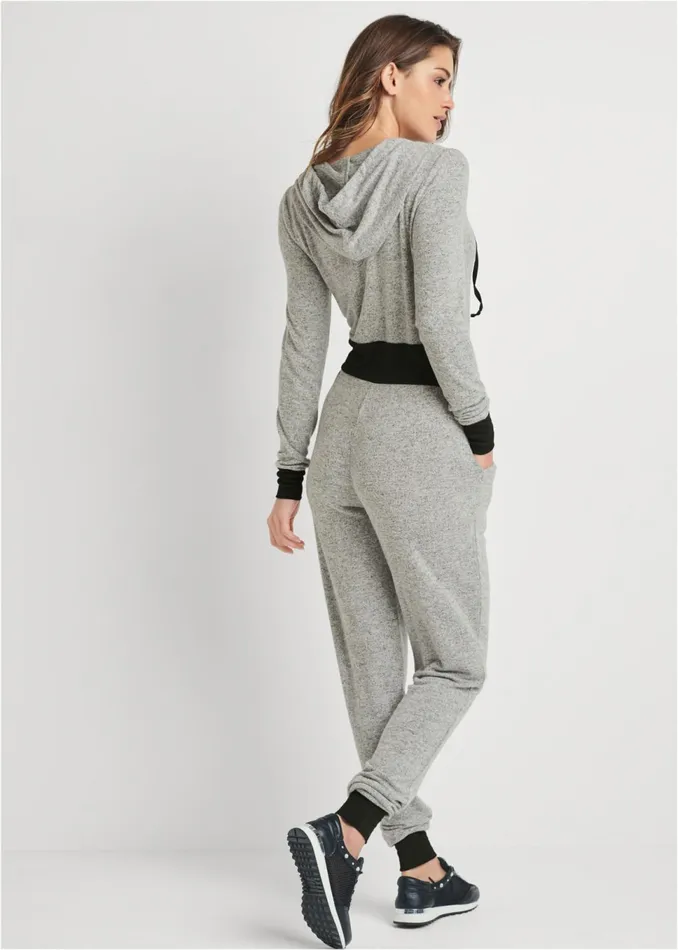 HACCI COLOR BLOCK JUMPSUIT Heather Grey and Black Women VENUS Jumpsuits