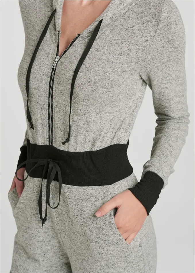 HACCI COLOR BLOCK JUMPSUIT Heather Grey and Black Women VENUS Jumpsuits
