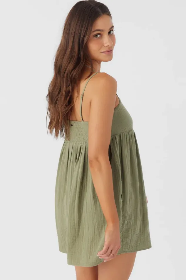 HADIA CRINKLE DOUBLE GAUZE MINI DRESS Oil Green Women O039NEILL Collections