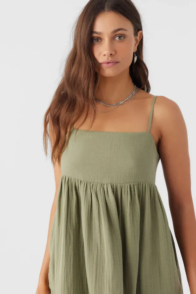 HADIA CRINKLE DOUBLE GAUZE MINI DRESS Oil Green Women O039NEILL Collections
