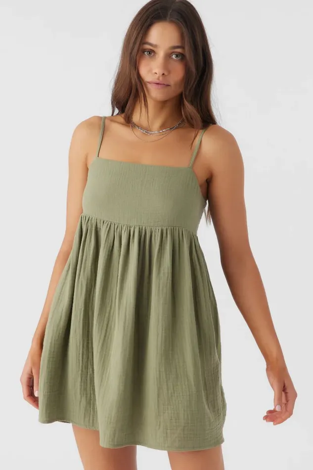 HADIA CRINKLE DOUBLE GAUZE MINI DRESS Oil Green Women O039NEILL Collections