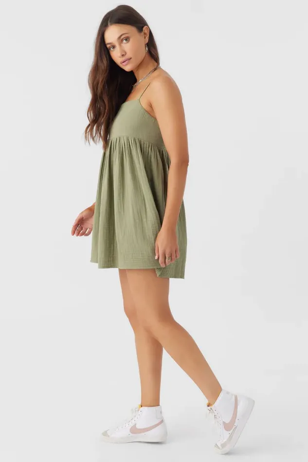 HADIA CRINKLE DOUBLE GAUZE MINI DRESS Oil Green Women O039NEILL Collections