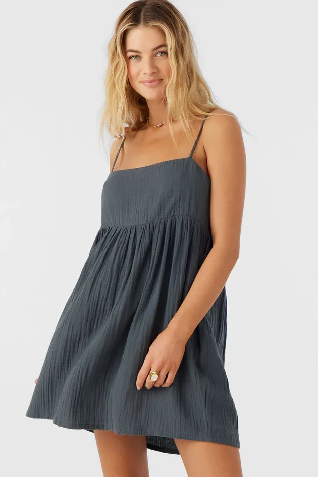 HADIA CRINKLE DOUBLE GAUZE MINI DRESS Slate Women O039NEILL Collections