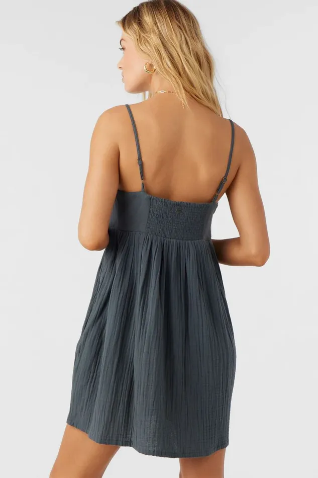 HADIA CRINKLE DOUBLE GAUZE MINI DRESS Slate Women O039NEILL Collections